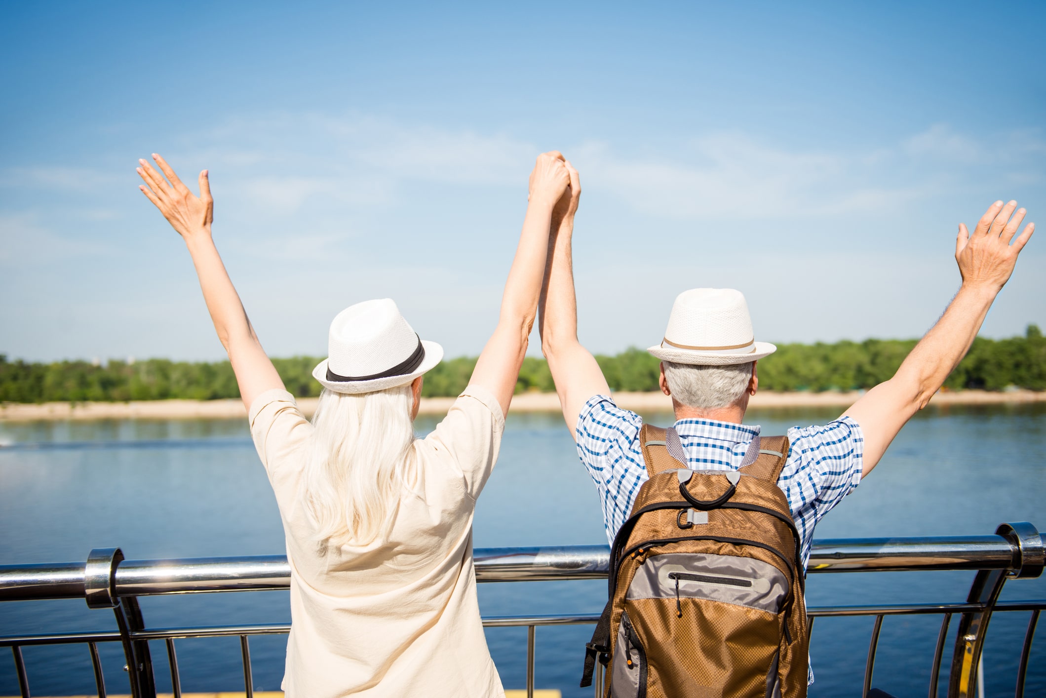 Older couple celebrating their life settlement